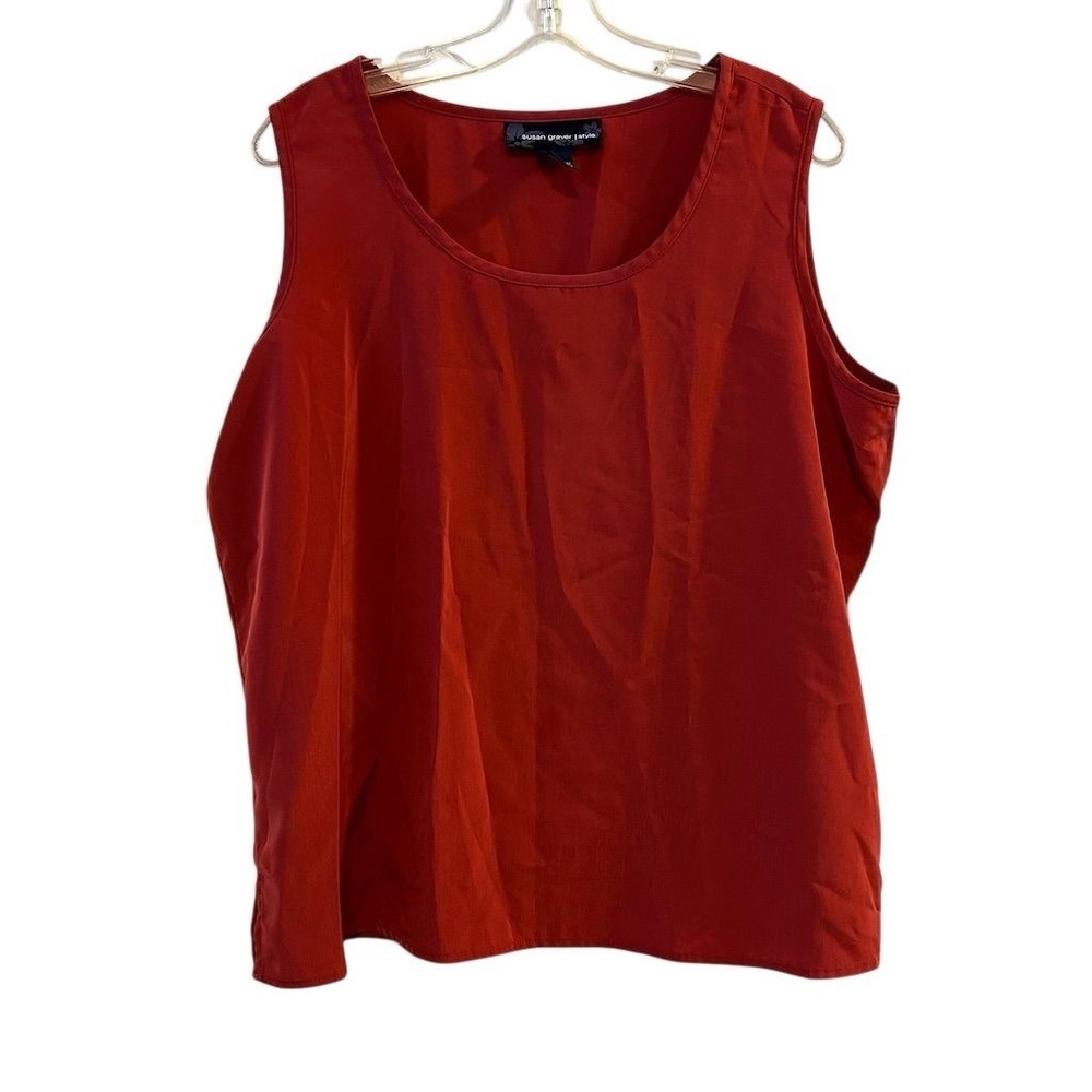 Susan Graver Style Women's Red‎ Sleeveless Scoop Neck Tank Top 1X